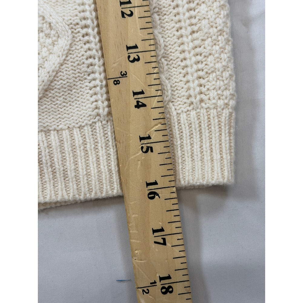 Madewell Wool Blend Cable Knit Cropped Cardigan Sweater Cream XS N0010 - Picture 11 of 11